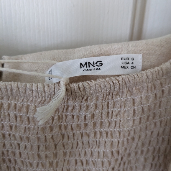 Mango Linen midi beige dress Size S New with tag - Picture 2 of 8